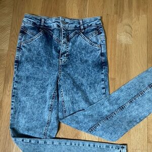 We the Free/ Free People Riley Seamed Skinny Blue Acid Wash Jeans Size 28
